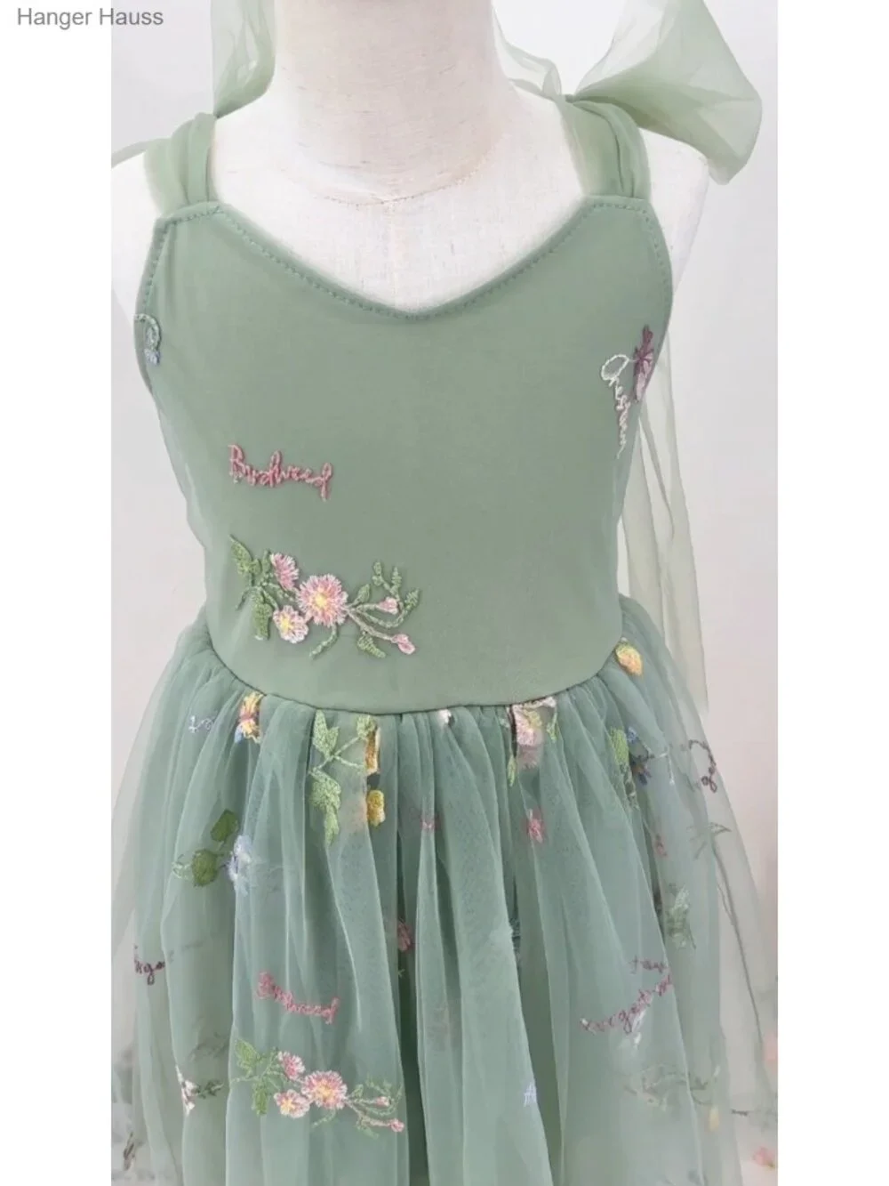 Floral Embroidered Fairy Tulle Dress A-Line Halter for Wedding Party Photo Shoot
